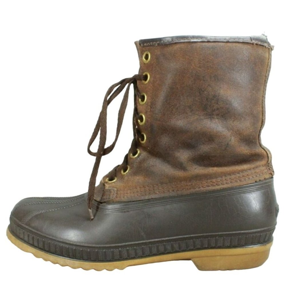 SALE! Sorel Brown Leather Lace Up Waterproof Insulated Duck Boots Size 10